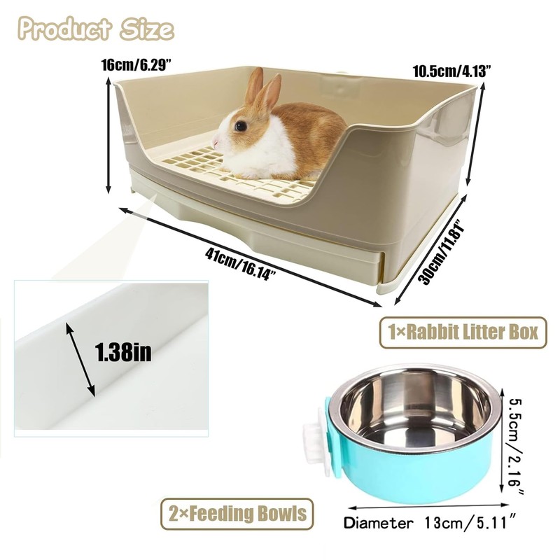 PINVNBY Rabbit Corner Litter Box with Drawer for Cage Small