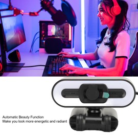 4K Webcam with Light, Auto Beauty Web Camera with Microphone, Bright Fill Light, USB 2.0 Interface, USB Camera for PC, Video Conference