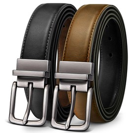 BULLIANT Men's Belt,Reversible Belt 1.25" For Gift Mens Casual Golf Dress pants shirts,One Reverse For 2 Sides(Black/Orange Brown,34"-36" Waist Adjustable)
