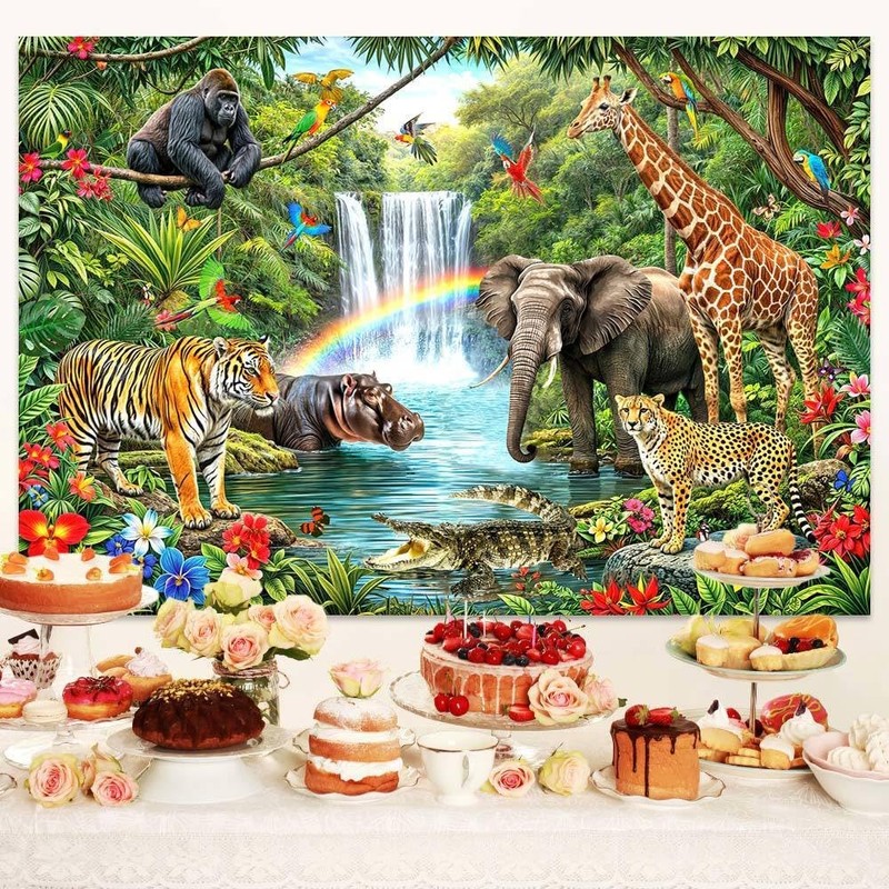 VBS 2026 Rainforest Falls Backdrop, Tropical Rain Forest Adventure Kids