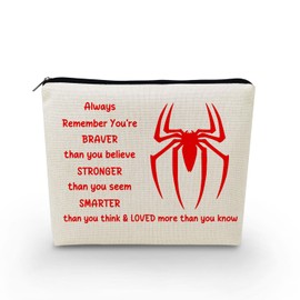 YULUENZE Spider Movie Makeup Bag Spider Movie Fans Inspirational Gift You Are Stronger Smarter Than You Think Toiletry Zipper Pouch Gift for Friends Sisters Women