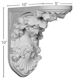 Ekena Millwork COR05X10X10HE 5" W D x 10" H Hestia Corbel, Factory Primed White