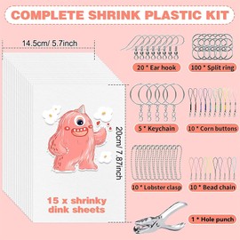 171-Piece Shrink Film Set, Shrink Film for Painting, Shrink Film Keyring, DIY Handmade Shrink Film for Children and Adults for Crafts, 20 x 14.5 cm