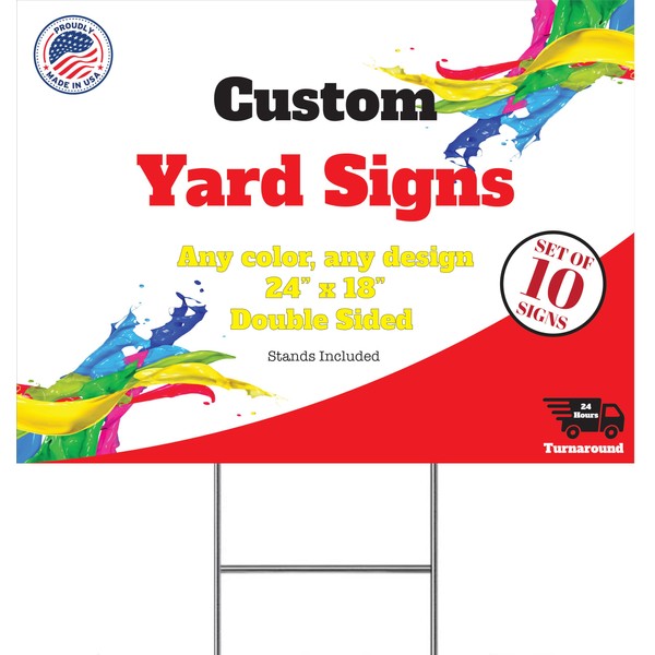 Bellas Prints 10 Custom Yard Signs With Stakes - Fully