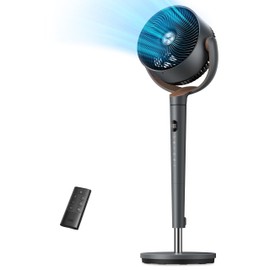 Dreo Fan for Bedroom, 120° Oscillating Standing Fans, Quiet Floor Fan with DC Motor, 100ft Pedestal Fans for Room, 9 Speeds, 4 modes, 20dB, 120° Manual Vertical, 37-42" Adjustable Height, 9H Timer