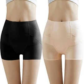 [DINIVOO] ガードル ショーツ 補正下着【ヒップアップショーツ・美尻】程よい締め付け感 着圧ガードル お腹引き締め 長時間履ける 柔らかい 通気 伸縮 耐久性 履き心地 骨盤ケア 産後ケア (L, ブラック+ベージュ)