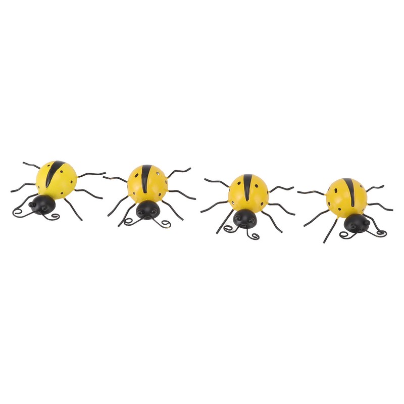 4Pcs Ladybug Wall Decor Lady Bug Ornament Wrought Iron Insect