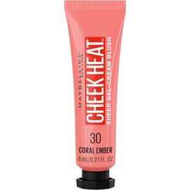 Maybelline Cheek Heat Gel-Cream Blush Makeup, Lightweight, Breathable Feel, Sheer Flush Of Color, Natural-Looking, Dewy Finish, Oil-Free, Coral Ember, 0.27 Fl Oz