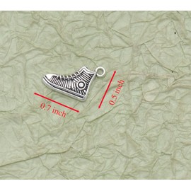 Ruwado 50 Pcs Sneakers Charms 0.6 x 0.5 Inch Small Metal Shoes Pendants for DIY Jewelry Making Women Necklace Bracelets Keychain Earring Scrapbooking Crafting Supplies (Antique Silver)