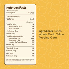 Popsmith - 28oz Pouch Yellow Popcorn Kernels for Popping - Grown in USA, Non-GMO, Vegan, and All-Natural - Unpopped Popcorn Kernels for Stovetop Popcorn Machine