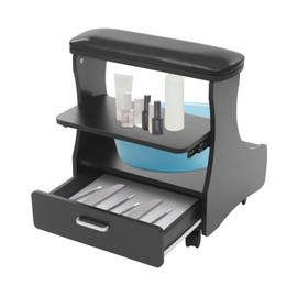 Pedicure Foot Rest, 3 TiersManicure Foot Rest with Wheels, Pedicure Footstool Stand for Pedicure, Foot Massage,Toenail Care(Black)