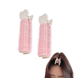 Mirhua Kurunto Bangs Curler, Full Life, Handwound, Set of 2, Beautiful Curler, Pink, Magic Curler, Ellipse, Fluffy, Hair Curler, Clip, Bangs Clip, Makeover Curler, DIY Hairstyle, Easy to Use