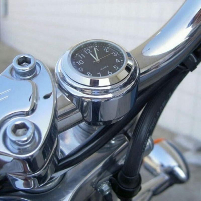 MASO 2pcs 7/8 Inch Motorcycle Handlebar Clock and Thermometer Universal