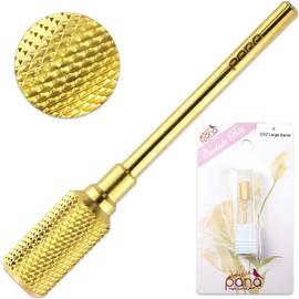 Beauticom Professional Pana Brand Large Dome Top Barrel Nail Carbide Bit 3/32" Shank Size for Manicure, Dremel, Buffing Nails (F - FINE, GOLD)