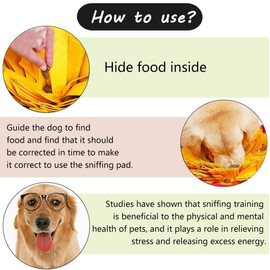 AWOOF Pet Snuffle Mat for Dogs, Interactive Feed Game for Boredom, Encourages Natural Foraging Skills for Cats Dogs Bowl Travel Use, Dog Treat Dispenser Indoor Outdoor Stress Relief (Yellow)