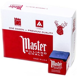 Master Billiard Cue Chalk Box, 12 Cubes, Blue by Master