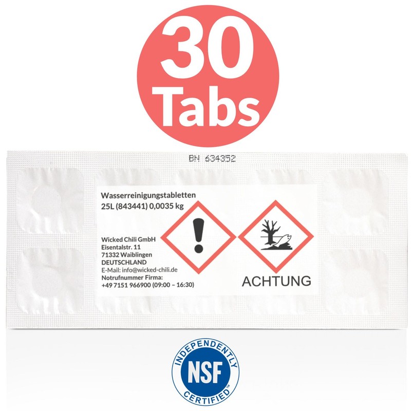 Wicked Chili 30 x Chlorine Tablets Suitable for Waterrower Rowing