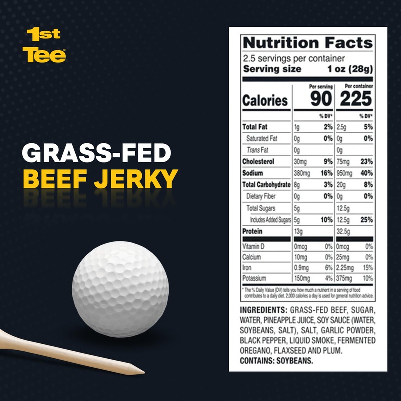 1st Tee Cracked Black Pepper Beef Jerky made with grass-fed