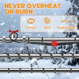 Heat Tape for Water Pipes,Heating Cable for Pipe Freeze Protection,Water Pipe Insulation/Roof Snow De-Icing, Deicing Heating Cable,Self Regulating Temperature with Mounting Buckle,120V 8W/ft(15FT)