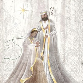 IHR Ideal Home Range Party Napkins Disposable 3-Ply Paper Lunch Napkin Pack, 6.5" x 6.5", Holy Family, 20-Count