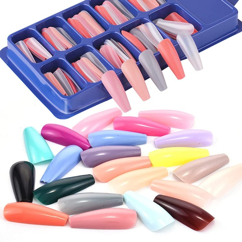 600pcs Nail Tips Artificial Nails Ballerina Long Colourful Nail Tips