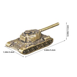 Angoily Antique Brass Army Tank Figurine Miniature Military Sculpture Desk Ornament for Men Boys Vintage Copper Bookshelf Decor Collectible Home Office Display