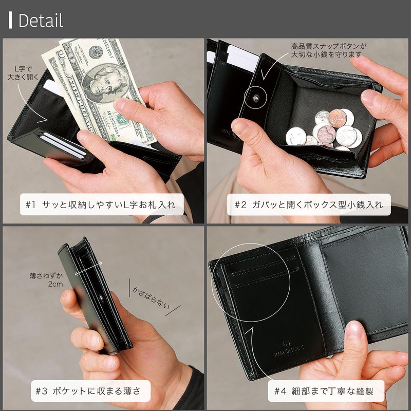 Blue Sincere IHW1 Men's Bi-fold Wallet, Genuine Leather, Italian Leather,