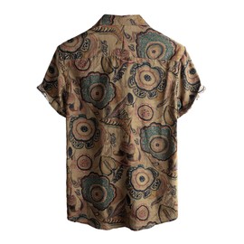 VATPAVE Mens Casual Hawaiian Floral Shirts Short Sleeve Button Down Tropical Shirts Beach Summer Shirts 3X-Large Brown
