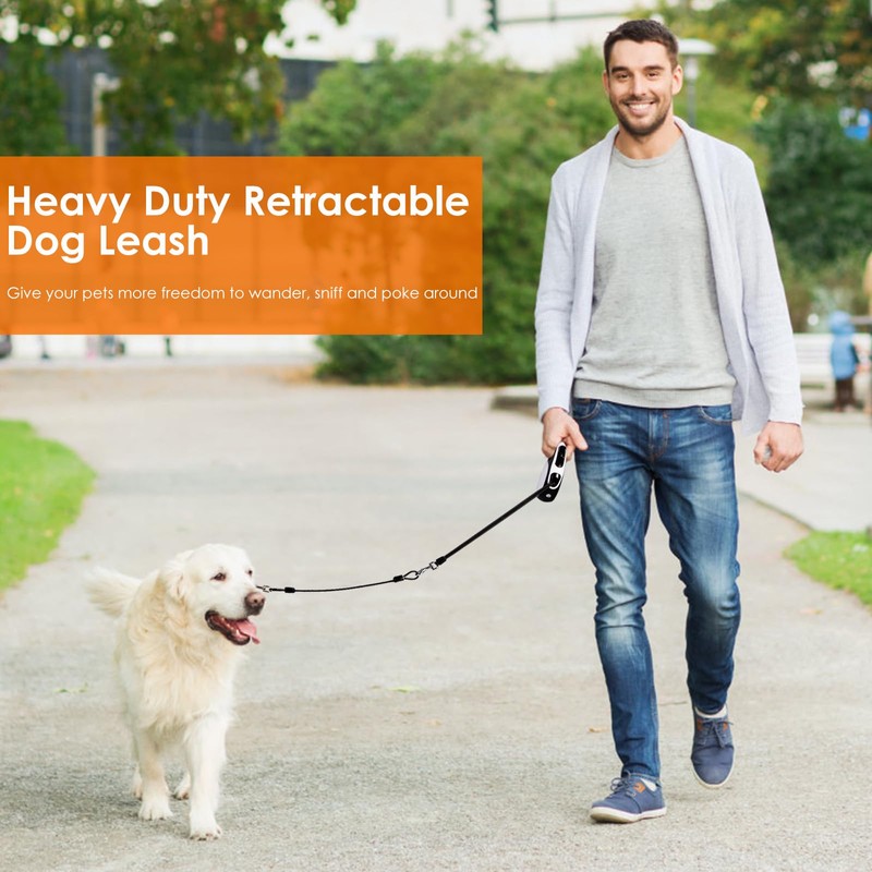 WRSOMIT Retractable Dog Leash with Chew Proof Cable and LED