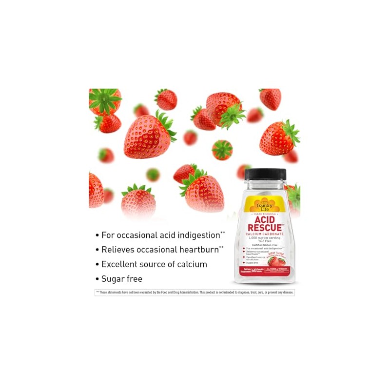 Country Life Carbonato De Calcio Acido 60 Masticables