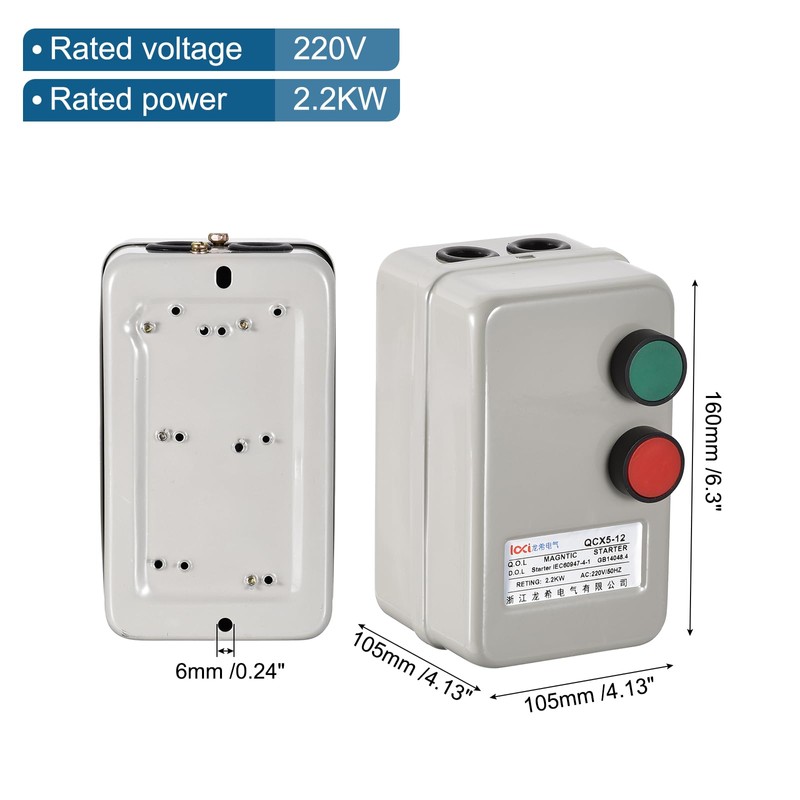 MECCANIXITY Magnetic Electric Motor Starter, 220V 2.2KW 3HP, 2 Phase