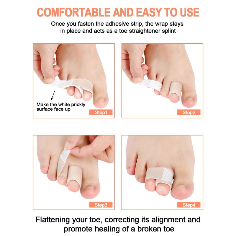 12 Pack Fabric Hammer Toe Corrector Straightener, Reusable Broken Toe