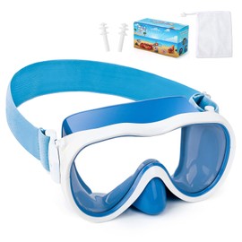 Kids Swim Goggles with Nose Cover, Anti-Leak Swim Mask with Elastic Fabric Strap, UV Protection Swimming Goggles for Kids