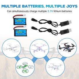 AMZZN 2PCS 3.7V 800mAh 30C Lipo Battery with USB Charging Cable Molex Plug for SYMA X5C X5SW H5C V931 U45W SS40 RC Drone Compatible with Most Four Axis Aircraft Batteries (2PCS Battery+2 USB)