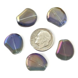 Exceptional Beauty 10 pcs Hyacinth Bean Glass Beads Two Tone Lilac Lavender Mirror Finish 15x13mm
