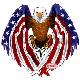 American New 2025 Bald Eagle American Flag Eagle Wings Decal - 8" x 8"
