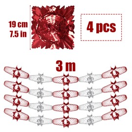 4pcs Christmas Ceiling Decorations Silver Red Foil Christmas Decorations Indoor Christmas Hanging Decorations Garland Decorations for Xmas New Year Party (Silver & Red)