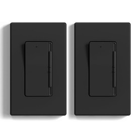 ELEGRP Digital Dimmer Switch for 300W LED/CFL and 600W Incandescent/Halogen Bulbs, Frameless Design, Slide Dimmer Light Switch, Single Pole/3-Way, Wall Plate Included, UL Listed, 2 Pack, Matte Black
