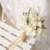 CEWOR Wedding Bouquets for Bride Bridesmaid, White Champagne Artificial Roses