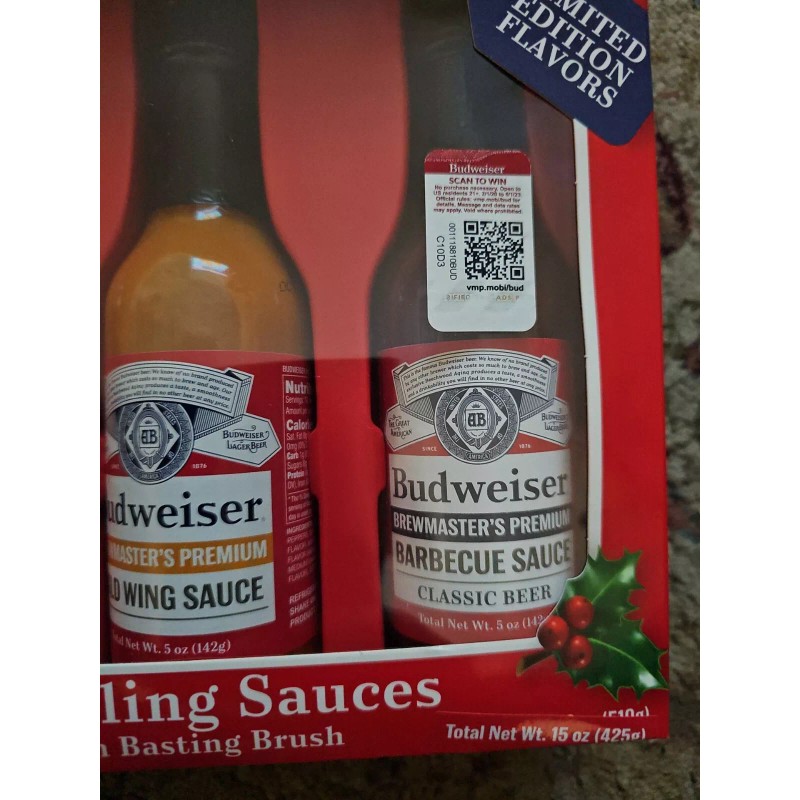 Budweiser FREE SHIPPING Budweiser Grilling Set 3 Sauces & Brush