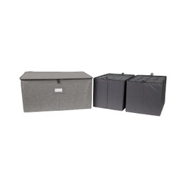 Covermates Keepsakes China Cups and Coffee Mugs Storage Box - Stackable, Reinforced Handles, China Storage, Grey Heather