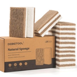 DEBETOOL 14-Pack Natural Coconut Sponges for Dishes