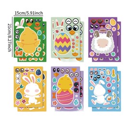 Harilla 24 Stück -Party-Spiel-Aufkleber zum Selbermachen, zum Selbermachen, Abziehbilder, Puzzle-Aufkleber für Bildungsaktivitäten, Ostern