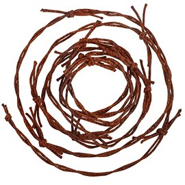 30 Feet Rusty Barbwire Cord Decoration 4 Pieces Fake Barb Wire Rusted Barbed Wire Wreath Rusty Barbed Wire Garland Barbed Wire Crafts for Cowboy Western Party Tree Hanging Decorations, Dark Brown