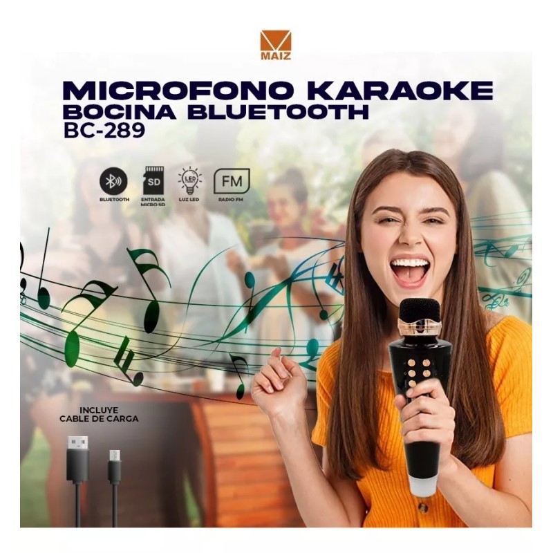 Maíz Bocina Microfono Karaoke Bluetooth, Fm, Sd,usb.