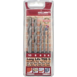 Alpen 700105100 Tungsten Carbide Masonry Drill Bits Tss 5"Long Life" 4-5-6-8-10mm