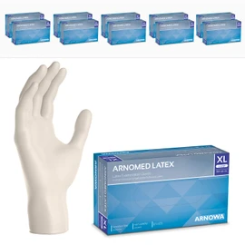ARNOMED 1000 x XL Disposable Gloves, Latex Gloves, White (Pack of 10 x 100), Disposable Gloves, Powder-Free, Latex Disposable Cleaning Gloves, Latex Gloves, Disposable / Disposable Gloves XS, S, M, L