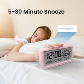 MADV Digital Visual Time Manager Clock, Multifunctional Electronic Alarm Clock - All-in-One LCD Display, Adjustable Backlight Student Silent Alarm Clock, Gifts for Kids (Pink)