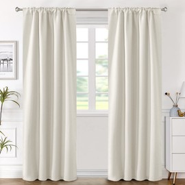 H.VERSAILTEX Light Reducing Curtains Thermal Insulated Window Treatment Panels Room Darkening Privacy Assured Drapes for Living Room Back Tab/Rod Pocket Bedroom Drapes 2 Panels, Ivory - 42 x 84 Inch