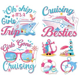 Cruise Door Magnets Decorations, 7Pcs Girls Trip Themed Cruise Magnets, Funny Magnetic Door Signs for Ship Cabin Decor